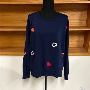 Lou & grey Navy Sweatshirt with Heart Accents